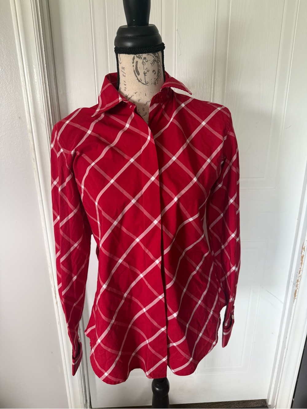 Van Heusen Red Plaid Button-Front Women's Shirt